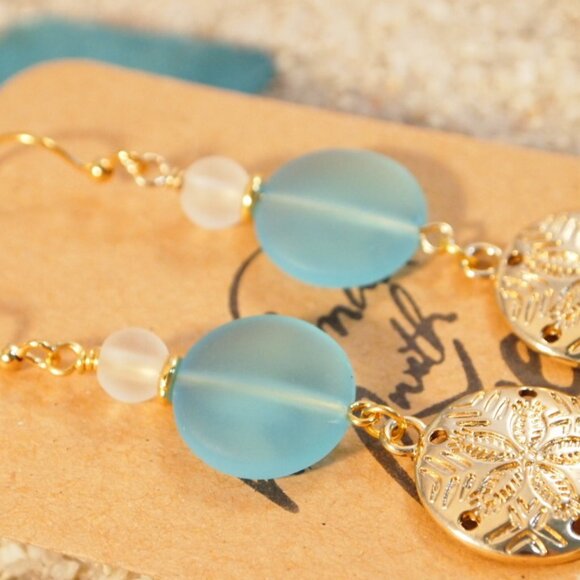 Gold Starfish Earrings Nautical Earrings Dangle Pierced or Clip-on earrings - Picture 2 of 8